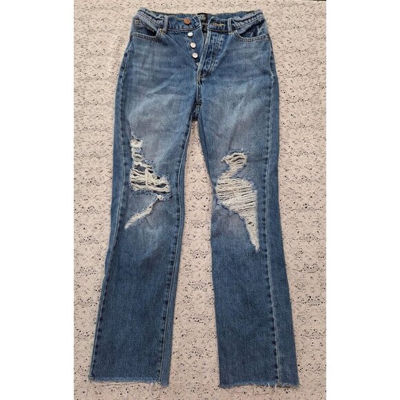 BDG Denim - EUC BDG Urban Outfitters Slim Straight Distressed Button-Fly Cropped Blue Jeans/